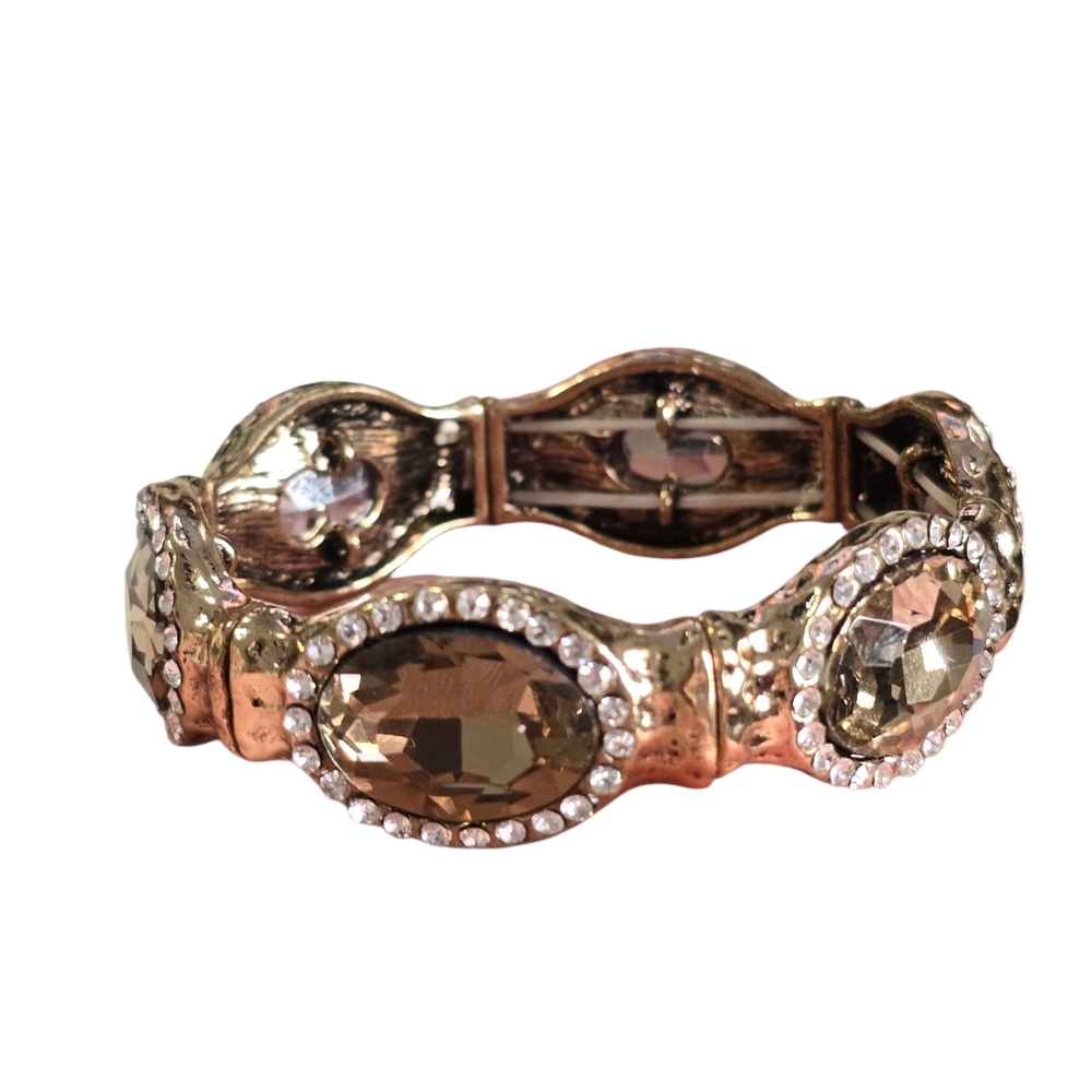 Vintage Luxurious Gold and Brown Crystal Bracelet